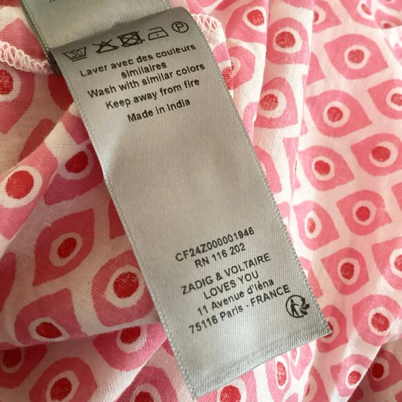 Zadig & Voltaire Rune Debby Cotton Ruffle Evil Eye Print Mini Dress XS - Picture 12 of 12